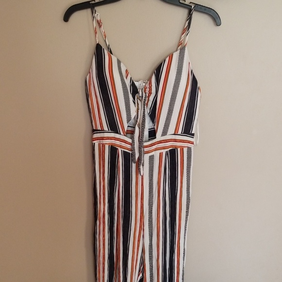 love university Pants - Striped spaghetti strap jumpsuit